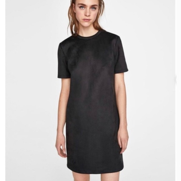 Zara Dresses & Skirts - Zara Faux Suede Shirt Dress Charcoal Black Large